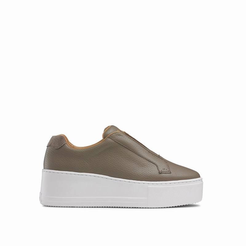 Russell & Bromley Park Up Womens Flatform Laceless Sneakers Brown |DHJ2149BQ|